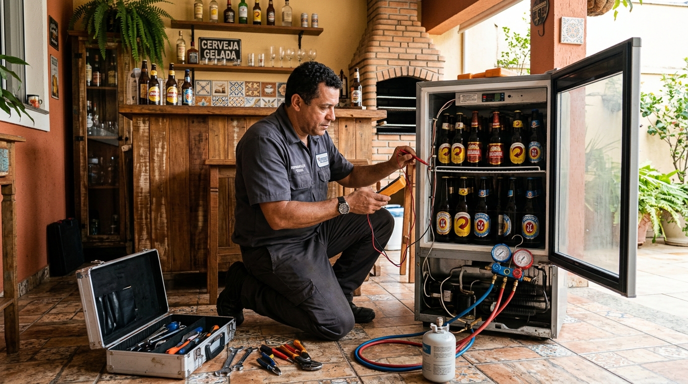 Recarga de gás refrigerante de cervejeira em Cascavel‑PR
