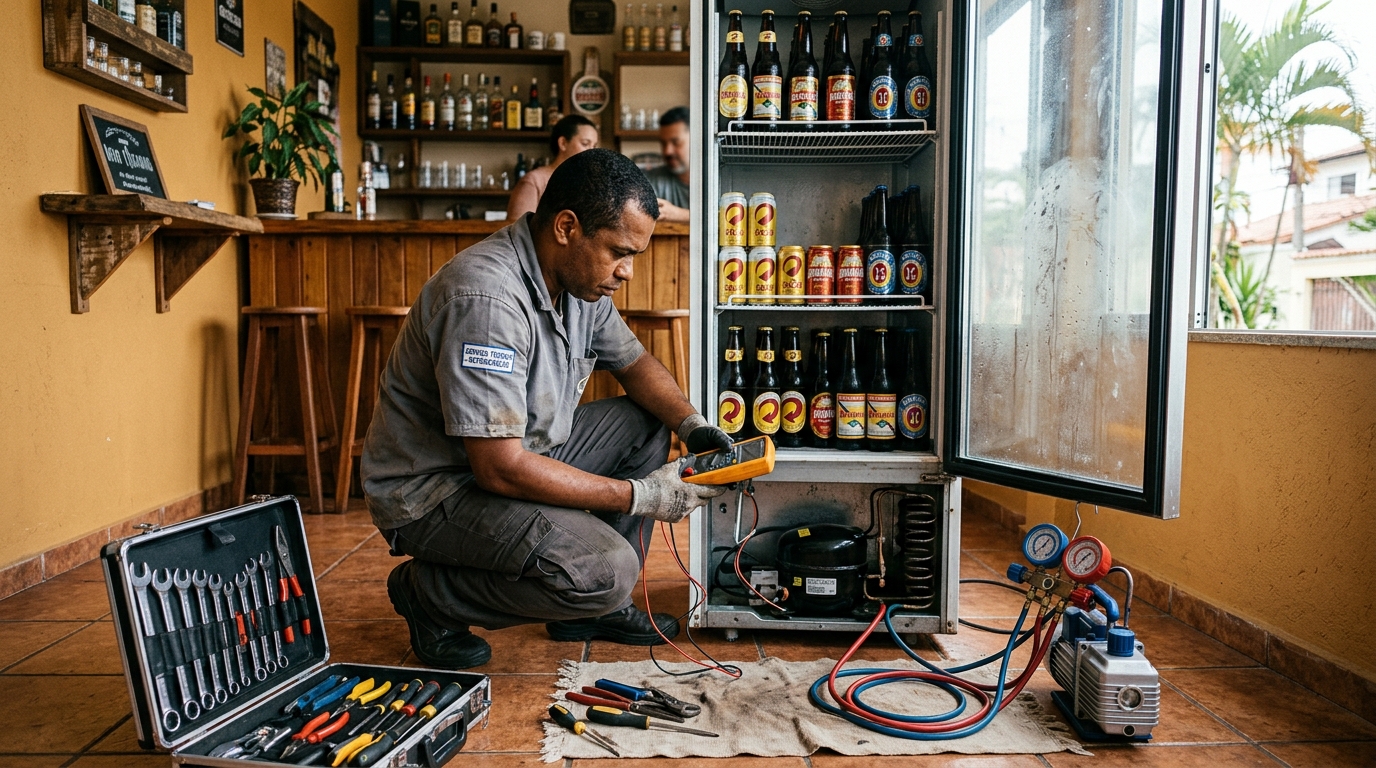 Substituição do termostato de uma cervejeira em Cascavel‑PR